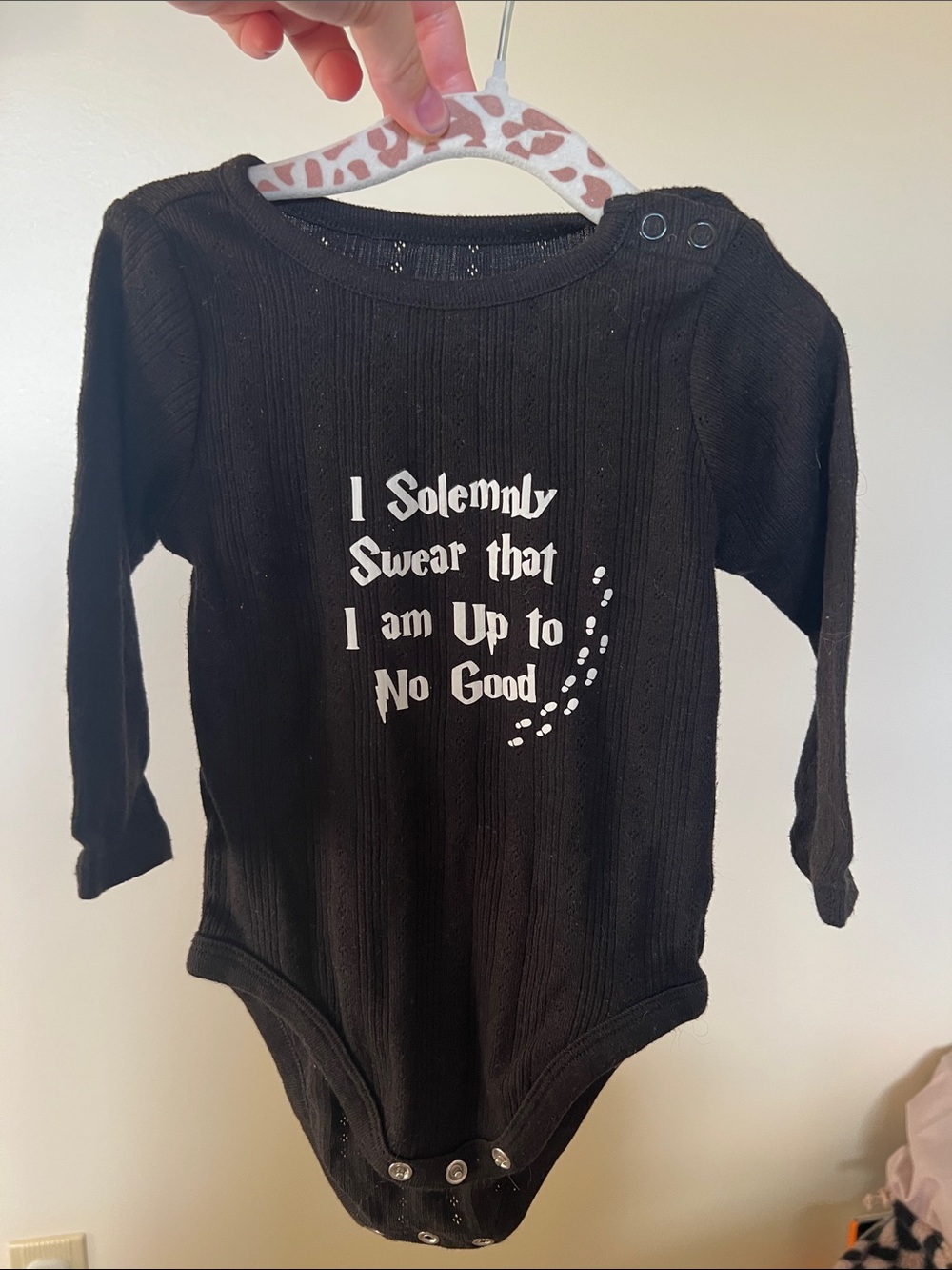 Black Kids One-Piece Bodysuit with Harry Potter Quote